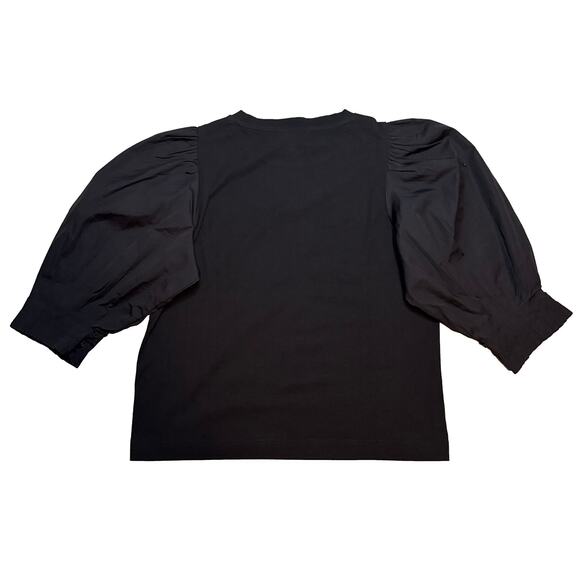 Madewell Puff Sleeve Knit Top Black Cotton Tee Blouse Size S NWT - Picture 3 of 6